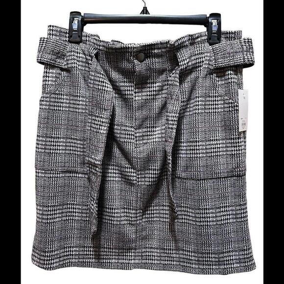 So Womens Mini Paper Bag Waist‎ Plaid Skirt and Self Tie Belt Size 15 NWT - Picture 1 of 4
